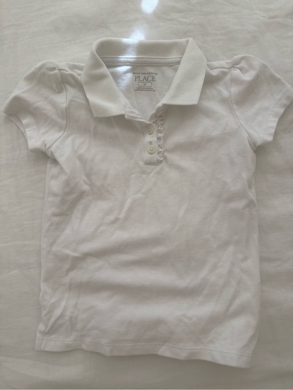 The Children's Place White Girls Polo with Ruffle Placket